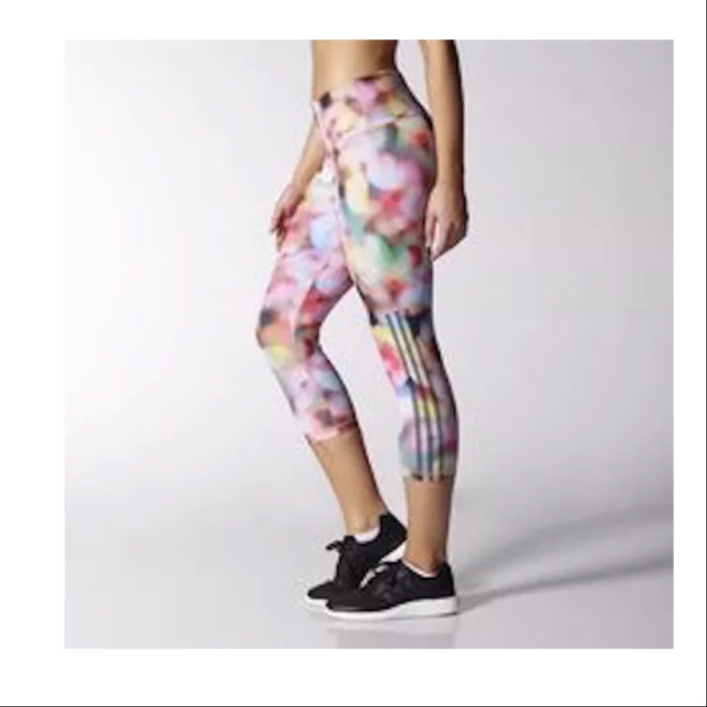 Adidas performer mid rise 3/4 rainbow multi tights